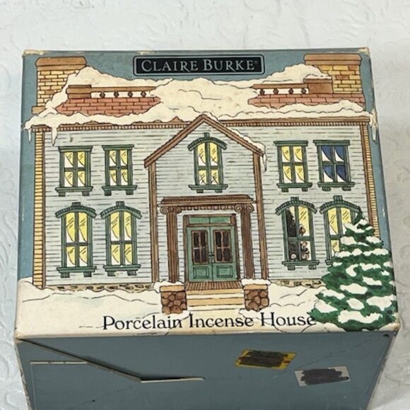 VTG Claire Burke Christmas Memories Porcelain Incense House 1990 Winter Snow - Picture 6 of 16